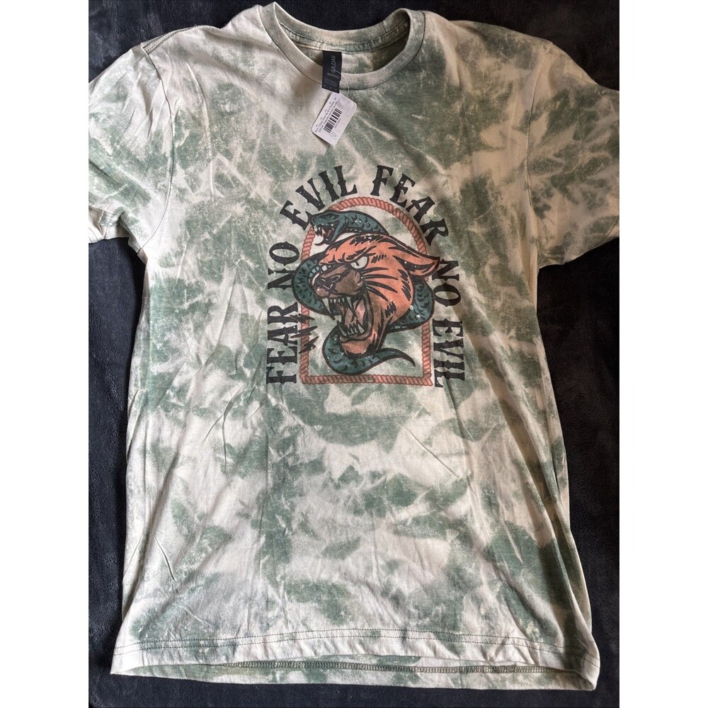 #90 CANVAS Women's Green Bleach Dyed T-shirt Fear No Evil Fear No Evil Medium